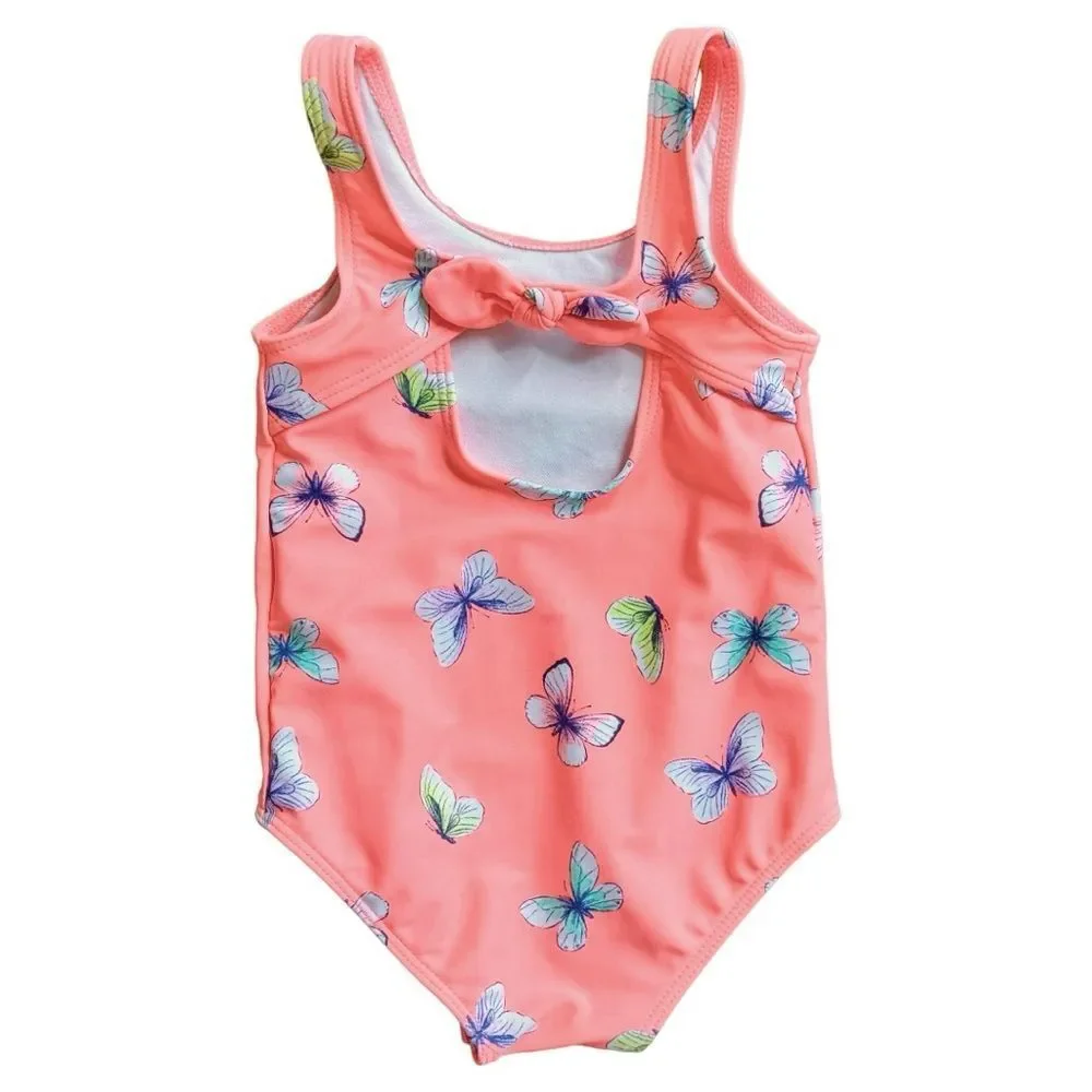 Carter’s Baby Girls One Piece Coral Butterfly Bow Detail Swimsuit. 12 Months.
